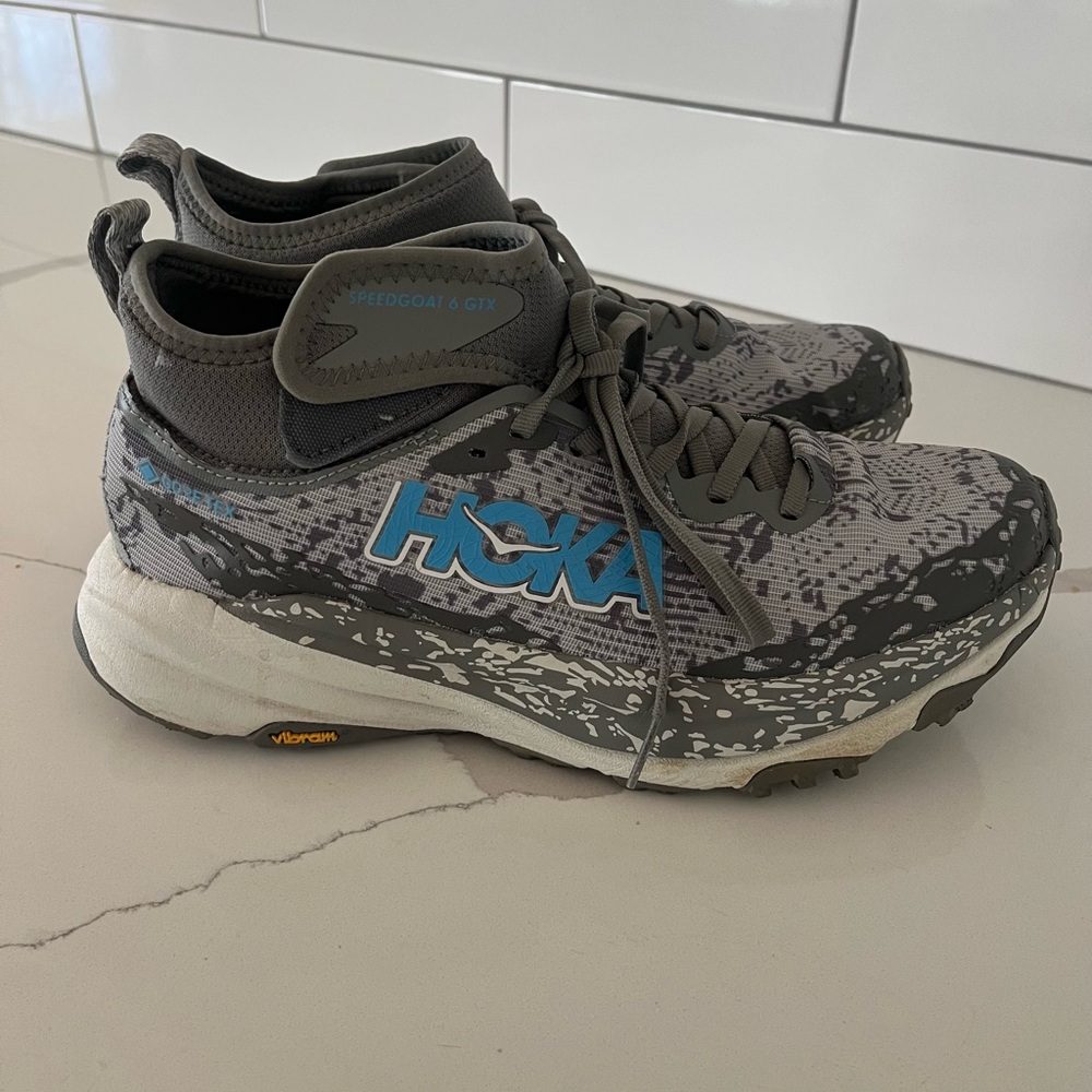 Hoka Women's Gray and Blue Trail Running Shoes